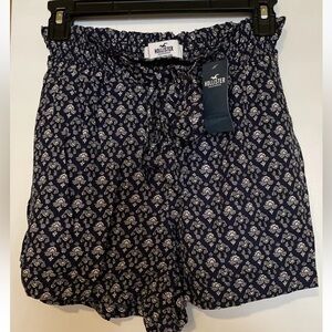 Hollister Shorts Women S Small Blue Boho Flowy Ultra High Rise Elastic Waist New